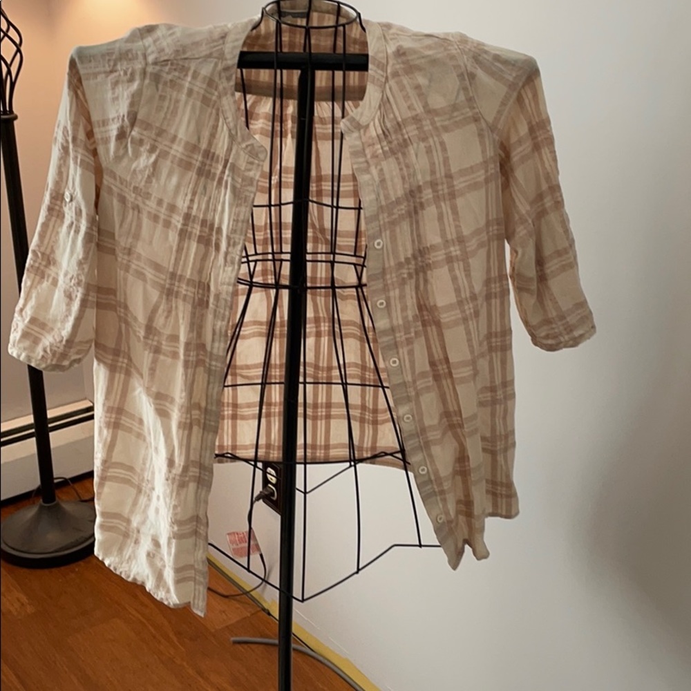 3/4 sleeve plaid top